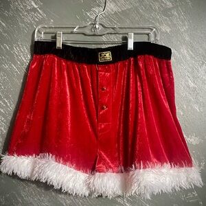 Joe Boxer Red Velvet Skirt with Black Trim